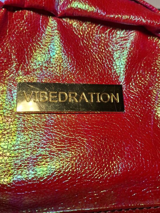 Vibedration Hydration Backpack w/o bladder- Red/Pink w/Gold Faux Leather-type main image 6